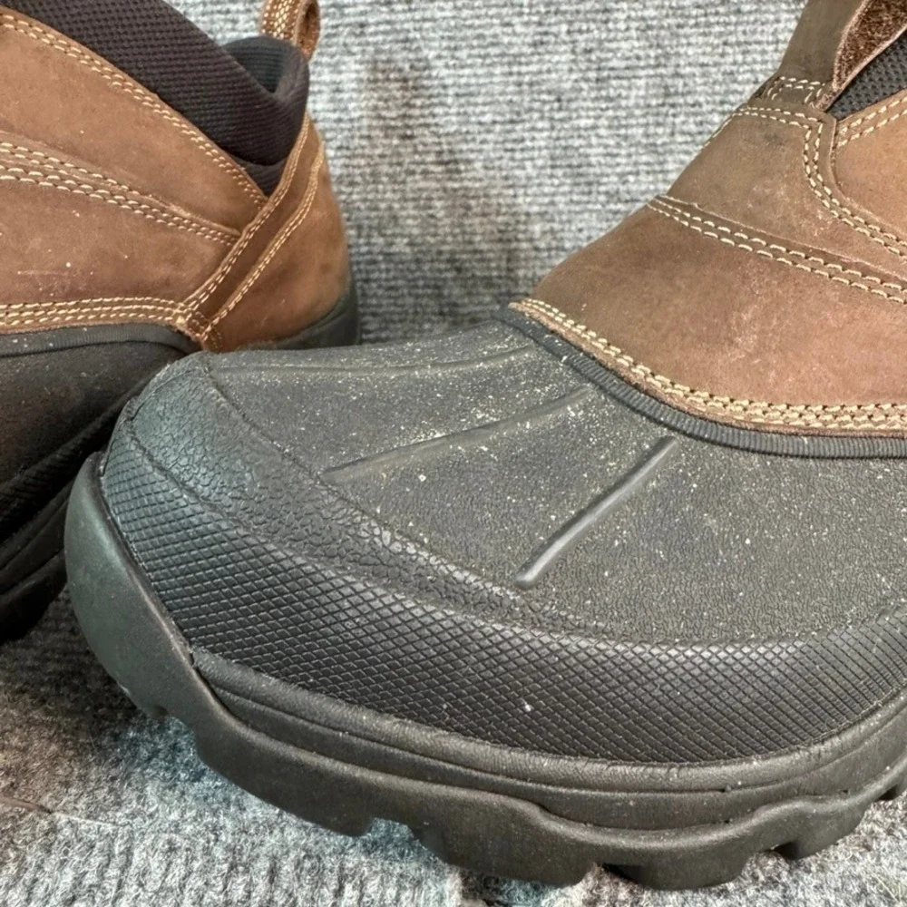 LL Bean Storm Chaser Slip On Boots Brown Leather Waterproof Duck Shoes Mens 11